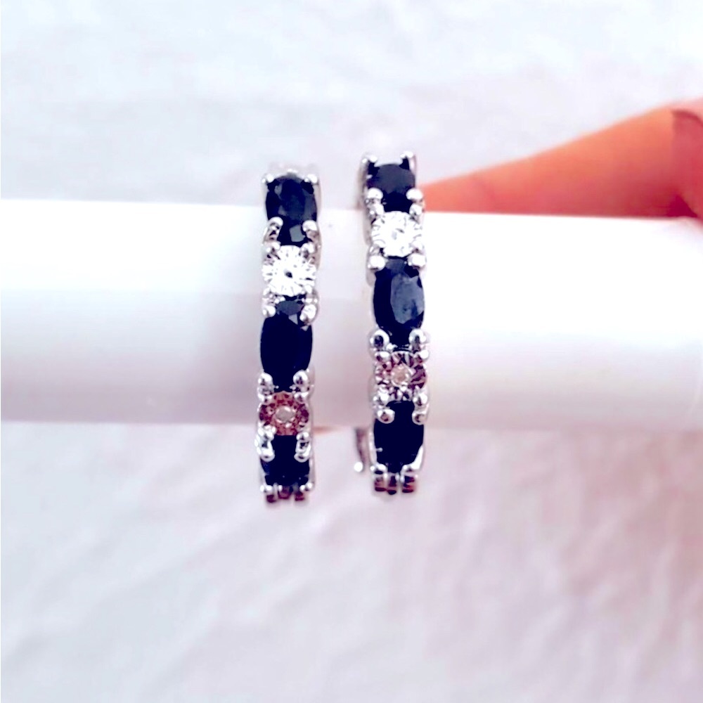 Sapphire Blue and White Earrings